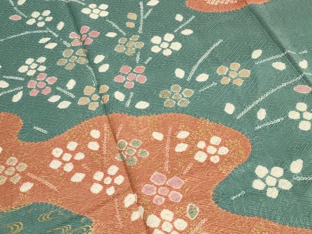 平和屋着物●訪問着 絞り 流水花文 金彩 正絹 逸品 CABA1248gh