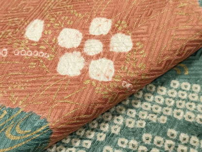 平和屋着物●訪問着 絞り 流水花文 金彩 正絹 逸品 CABA1248gh