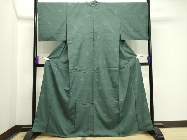平和屋着物●結城紬　80亀甲　飛び亀甲柄　舞花文　正絹　逸品　CABA1255gh