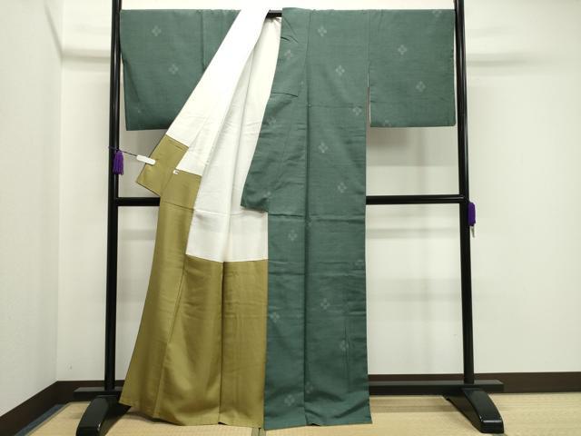 平和屋着物●結城紬　80亀甲　飛び亀甲柄　舞花文　正絹　逸品　CABA1255gh