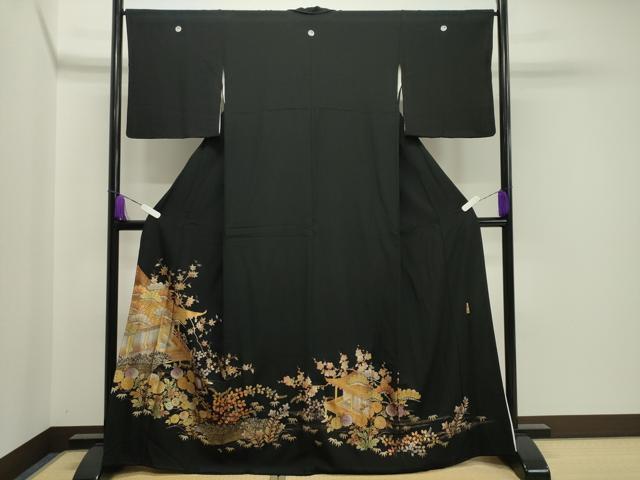 平和屋着物○金彩友禅 卓越技能者・名工・和田光正 黒留袖 風景松竹梅