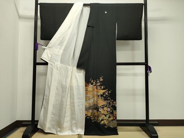 平和屋着物○金彩友禅 卓越技能者・名工・和田光正 黒留袖 風景松竹梅