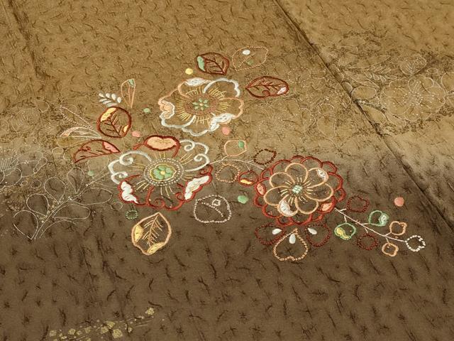 平和屋着物●中国三大刺繍　相良刺繍　訪問着　辻が花　ふくれ織　暈し染め　金彩　正絹　逸品　CABA1263gh