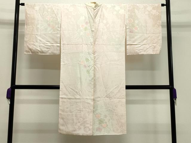 平和屋着物●長襦袢　袷　舞梅地紋　暈し染め　半衿刺繍　正絹　逸品　CABA1271gh