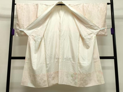 平和屋着物●長襦袢　袷　舞梅地紋　暈し染め　半衿刺繍　正絹　逸品　CABA1271gh
