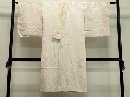 平和屋着物●長襦袢　袷　舞梅地紋　暈し染め　半衿刺繍　正絹　逸品　CABA1271gh