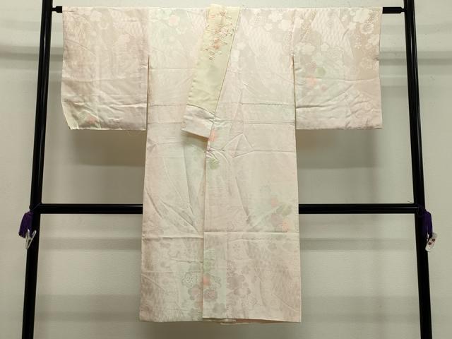 平和屋着物●長襦袢　袷　舞梅地紋　暈し染め　半衿刺繍　正絹　逸品　CABA1271gh