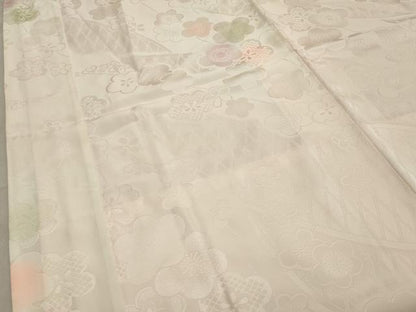 平和屋着物●長襦袢　袷　舞梅地紋　暈し染め　半衿刺繍　正絹　逸品　CABA1271gh