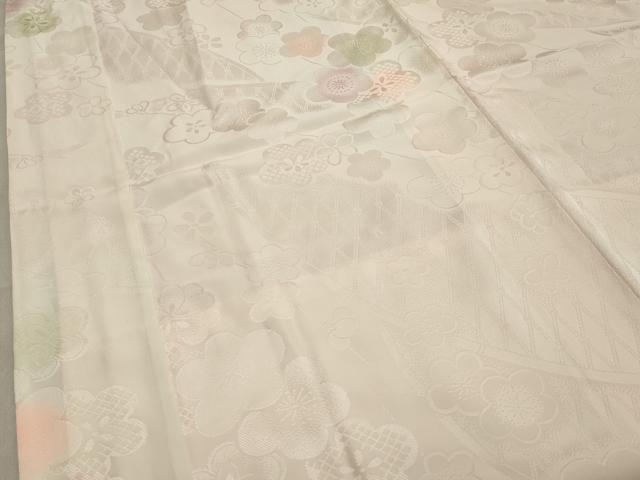 平和屋着物●長襦袢　袷　舞梅地紋　暈し染め　半衿刺繍　正絹　逸品　CABA1271gh