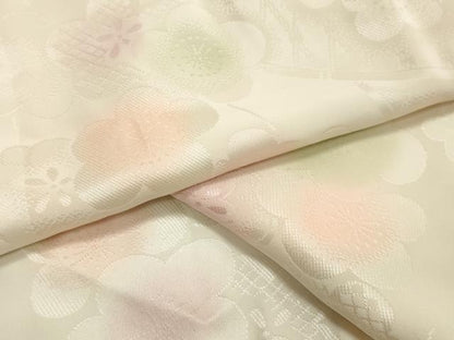 平和屋着物●長襦袢　袷　舞梅地紋　暈し染め　半衿刺繍　正絹　逸品　CABA1271gh