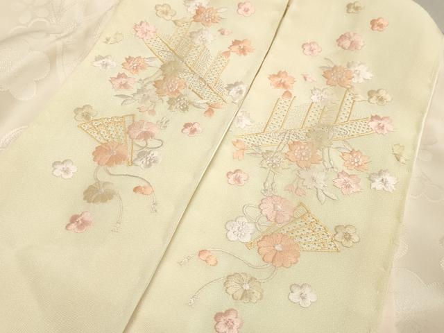 平和屋着物●長襦袢　袷　舞梅地紋　暈し染め　半衿刺繍　正絹　逸品　CABA1271gh