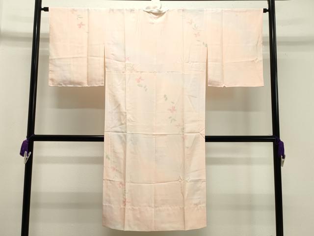 平和屋着物●長襦袢 無双仕立て 手描き 枝垂れ花文 暈し染め 正絹 逸品 未使用 CABA1272gh