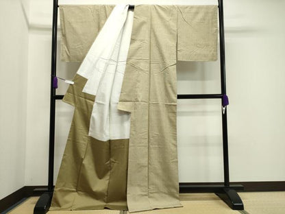 平和屋着物●上質な紬 縞 ロング丈 正絹 逸品 未使用 CABA1275gh
