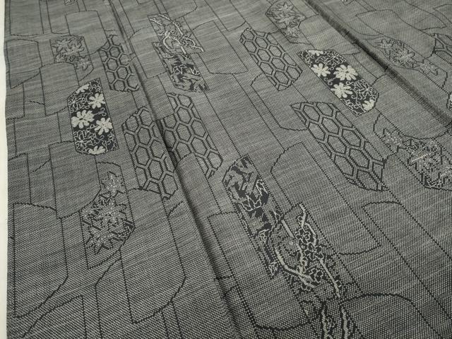 平和屋着物●本場大島紬　9マルキ　吉祥花文　正絹　逸品　CABA1277gh