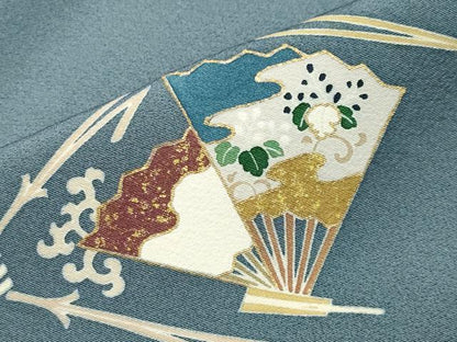平和屋着物●訪問着 檜扇溢れ松葉花文 金彩 三越扱い 正絹 逸品 未使用 CABA1280gh