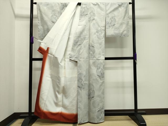 平和屋着物●都喜ヱ門　本場大島紬　白大島　9マルキ　総絣　雪輪重ね舞蝶文　藤絹織物謹製　正絹　逸品　未使用　CABA1284gh