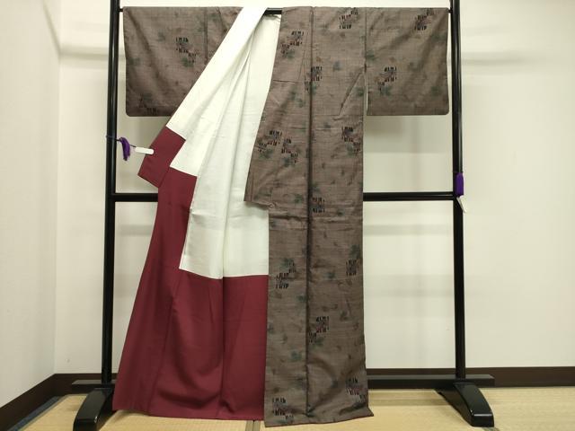平和屋着物●本場大島紬　9マルキ　唐草文　正絹　逸品　CABA1294gh