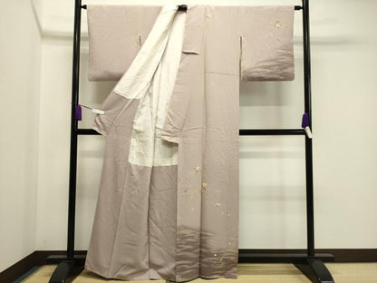 平和屋着物●訪問着　駒刺繍　流水枝花文　金彩　正絹　逸品　CABA1301gh