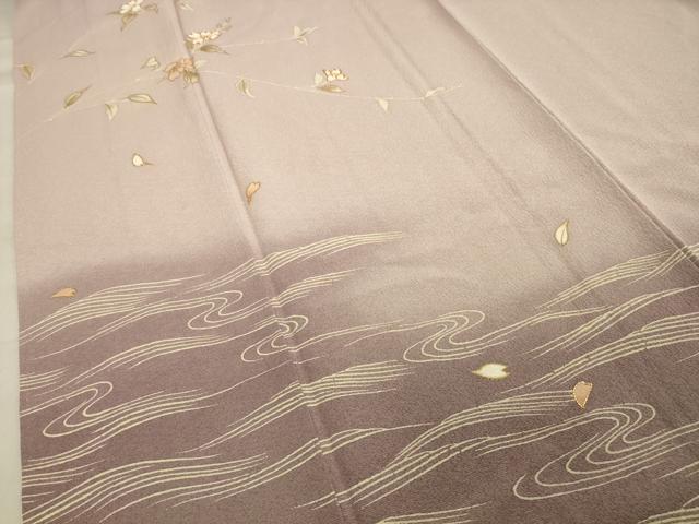 平和屋着物●訪問着　駒刺繍　流水枝花文　金彩　正絹　逸品　CABA1301gh
