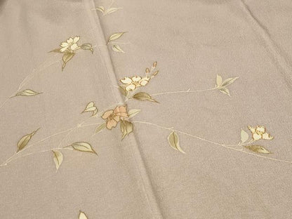 平和屋着物●訪問着　駒刺繍　流水枝花文　金彩　正絹　逸品　CABA1301gh