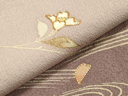 平和屋着物●訪問着　駒刺繍　流水枝花文　金彩　正絹　逸品　CABA1301gh