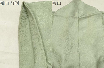 平和屋着物●上質な色無地　花唐草地紋　薄萌葱色　正絹　逸品　CABA1310gh