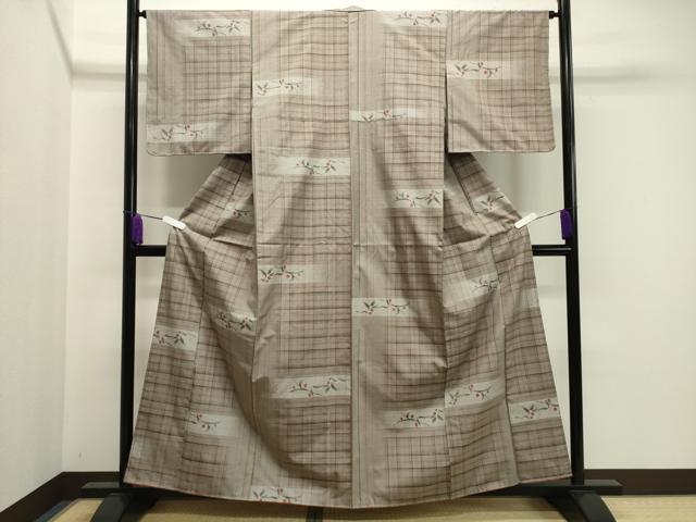 平和屋着物●上質な紬　南天文　正絹　逸品　未使用　CABA1314gh
