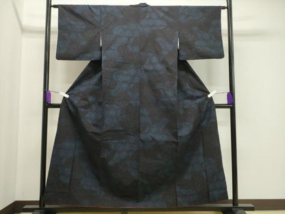 平和屋着物●結城紬　80亀甲　亀甲片輪車文　正絹　逸品　CABA1315gh