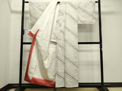 平和屋着物●上質な紬　群鶴文　正絹　逸品　未使用　CABA1324gh