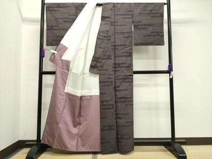 平和屋着物●結城紬　80亀甲　エ霞文　正絹　逸品　CABA1325gh