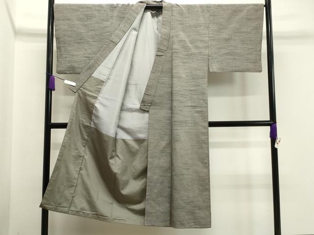 平和屋着物●男性　紬　髭紬羽織セット　霞文　薄墨色　正絹　逸品　CABA1331gh