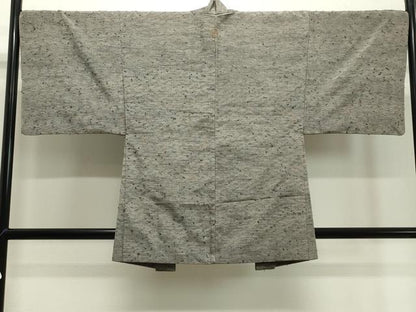 平和屋着物●男性　紬　髭紬羽織セット　霞文　薄墨色　正絹　逸品　CABA1331gh