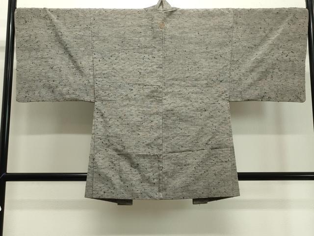 平和屋着物●男性　紬　髭紬羽織セット　霞文　薄墨色　正絹　逸品　CABA1331gh