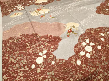 平和屋着物●訪問着　絞り　刺繍　雲重ね地紙花文　金彩　正絹　逸品　CABA1333gh