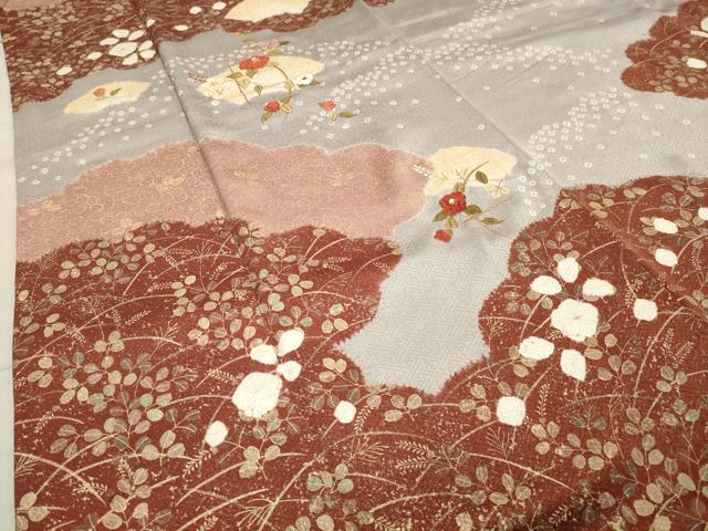 平和屋着物●訪問着　絞り　刺繍　雲重ね地紙花文　金彩　正絹　逸品　CABA1333gh