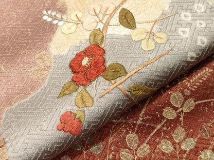 平和屋着物●訪問着　絞り　刺繍　雲重ね地紙花文　金彩　正絹　逸品　CABA1333gh