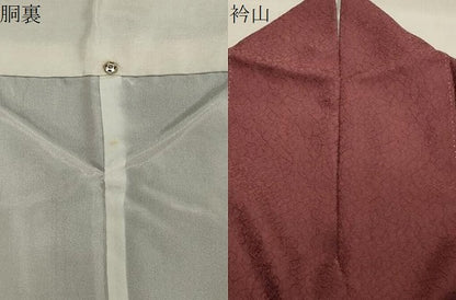 平和屋着物●上質な色無地　吉祥地紋　葡萄茶色　正絹　逸品　CABA1348gh
