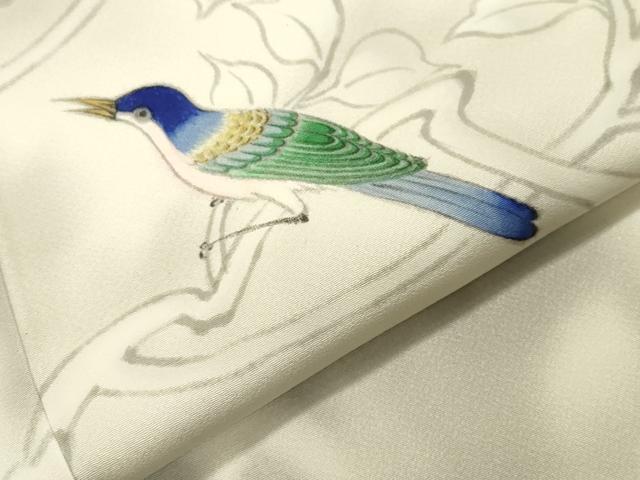 平和屋着物●訪問着 作家物 手描き 休み鳥花文 暈し染め 正絹 逸品 未使用 CABA1353gh