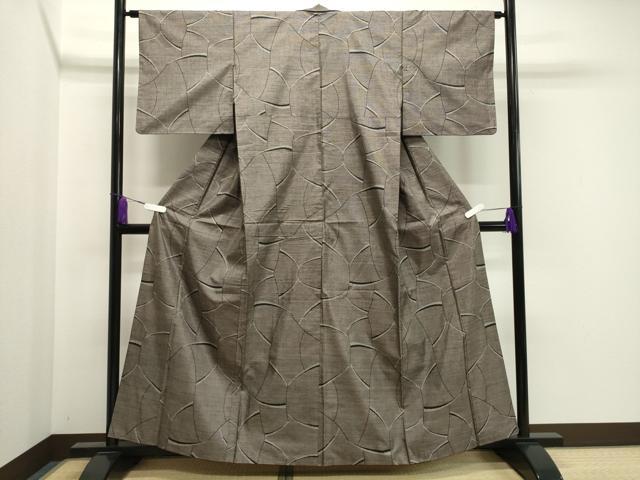 平和屋着物●本場大島紬 9マルキ 切嵌文様 正絹 逸品 CABA1356gh
