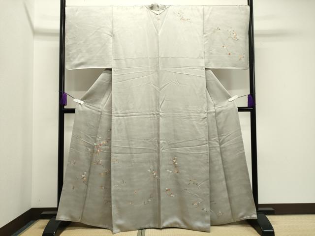 平和屋着物●訪問着 刺繍 枝花文 金糸 正絹 逸品 CABA1358gh