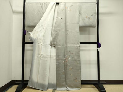 平和屋着物●訪問着 刺繍 枝花文 金糸 正絹 逸品 CABA1358gh