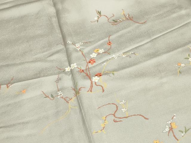 平和屋着物●訪問着 刺繍 枝花文 金糸 正絹 逸品 CABA1358gh