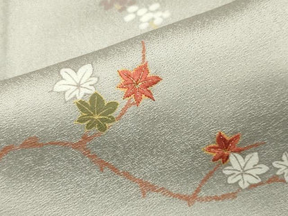 平和屋着物●訪問着 刺繍 枝花文 金糸 正絹 逸品 CABA1358gh