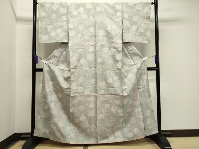 平和屋着物●上質な紬　舞梅文　正絹　逸品　CABA1364gh