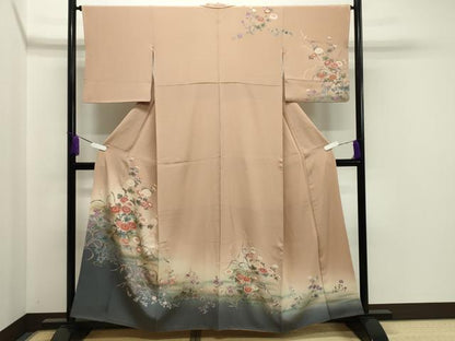 平和屋着物●訪問着 作家物 花鳥文 暈し染め 金銀彩 正絹 逸品 CABA1367gh