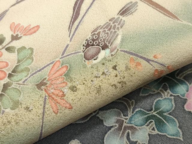 平和屋着物●訪問着 作家物 花鳥文 暈し染め 金銀彩 正絹 逸品 CABA1367gh
