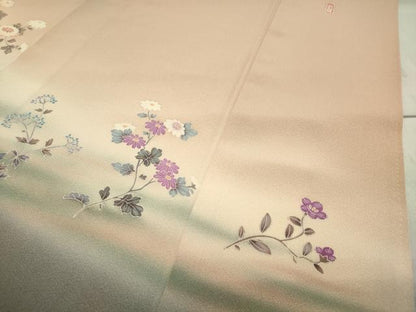 平和屋着物●訪問着 作家物 花鳥文 暈し染め 金銀彩 正絹 逸品 CABA1367gh