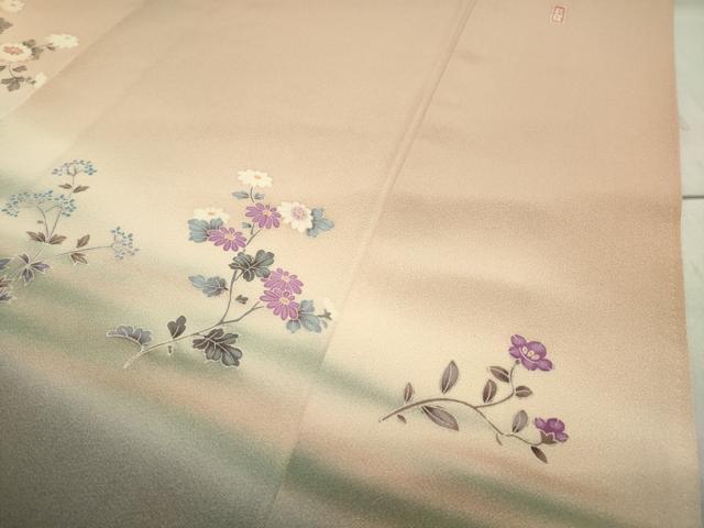 平和屋着物●訪問着 作家物 花鳥文 暈し染め 金銀彩 正絹 逸品 CABA1367gh