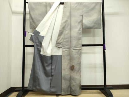 平和屋着物●訪問着　紬地　手描き　色紙重ね草花文　暈し染め　金銀彩　正絹　逸品　CABA1373gh