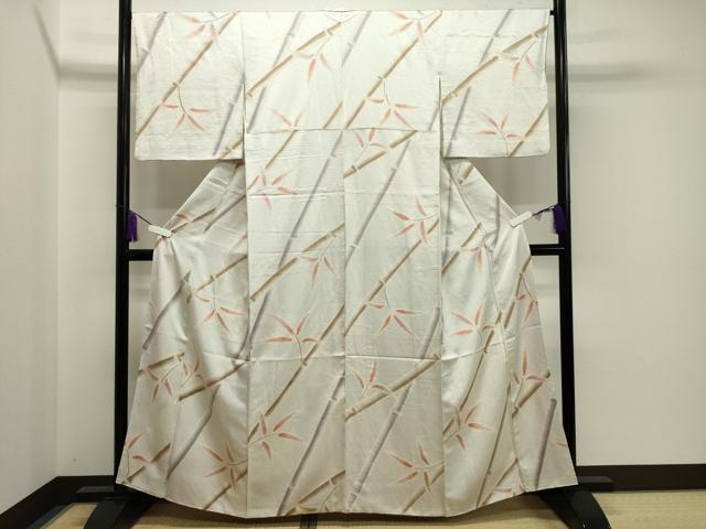 平和屋着物●上質な小紋　絞り　笹竹文　正絹　逸品　CABA1374gh